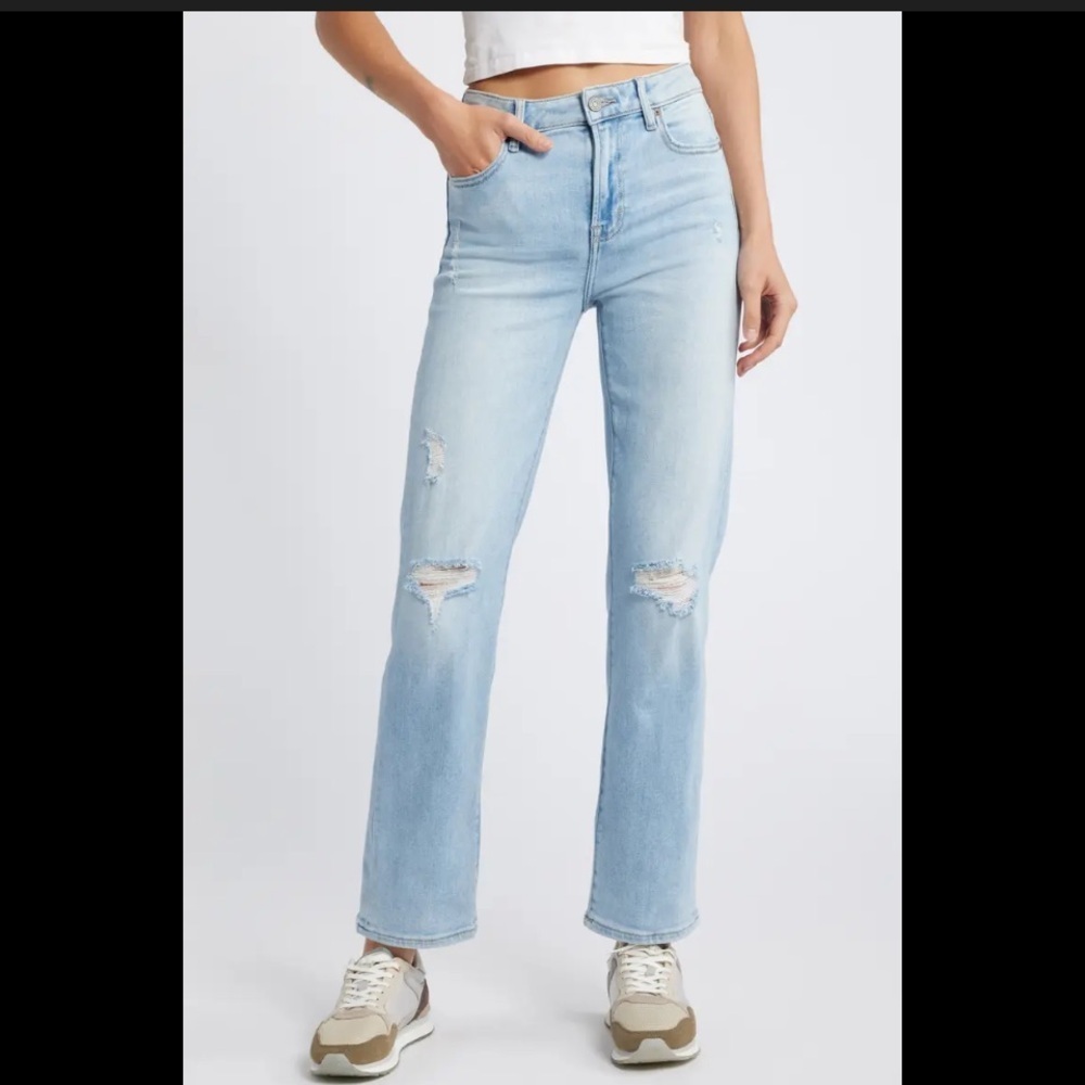 Hidden Los Angeles denim faded straight leg Jean distressed boho casual spring